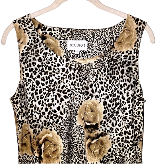 Vintage Y2K 90s Studio I Floral Leopard Print Slip Dress - Picture 3 of 5